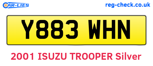 Y883WHN are the vehicle registration plates.