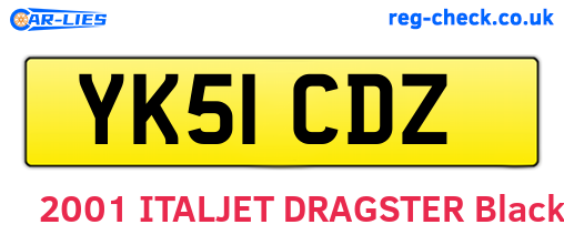 YK51CDZ are the vehicle registration plates.