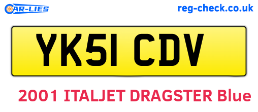 YK51CDV are the vehicle registration plates.
