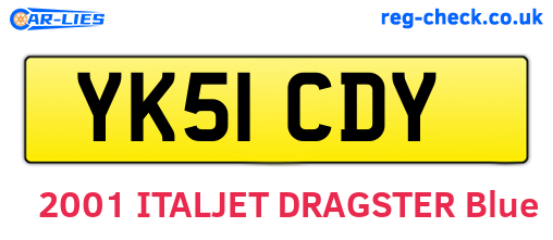 YK51CDY are the vehicle registration plates.