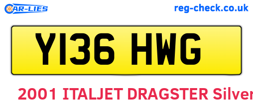 Y136HWG are the vehicle registration plates.