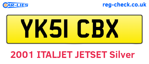 YK51CBX are the vehicle registration plates.