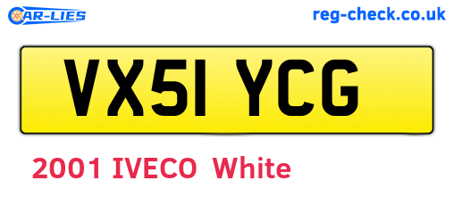 VX51YCG are the vehicle registration plates.
