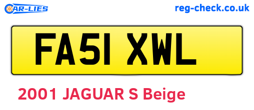 FA51XWL are the vehicle registration plates.