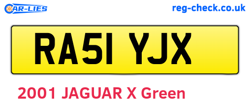 RA51YJX are the vehicle registration plates.