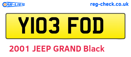 Y103FOD are the vehicle registration plates.