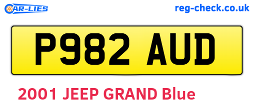 P982AUD are the vehicle registration plates.