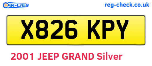 X826KPY are the vehicle registration plates.