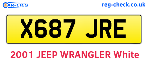 X687JRE are the vehicle registration plates.