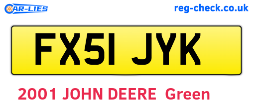 FX51JYK are the vehicle registration plates.