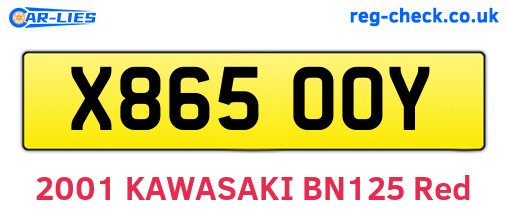 X865OOY are the vehicle registration plates.
