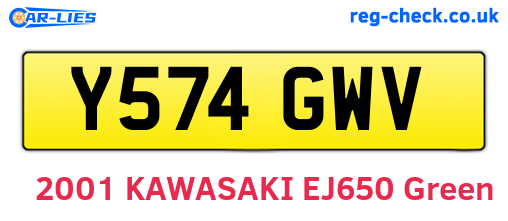 Y574GWV are the vehicle registration plates.