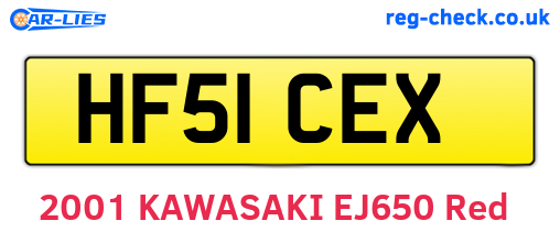 HF51CEX are the vehicle registration plates.