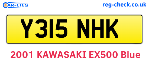 Y315NHK are the vehicle registration plates.