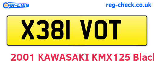 X381VOT are the vehicle registration plates.