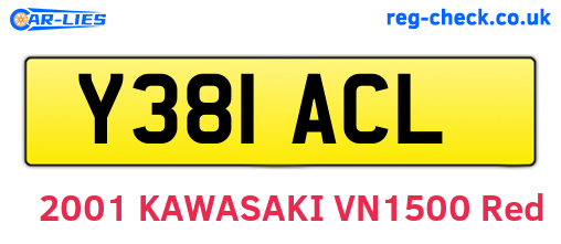 Y381ACL are the vehicle registration plates.