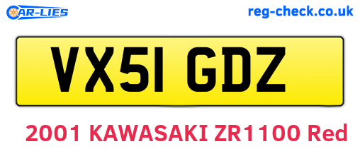 VX51GDZ are the vehicle registration plates.