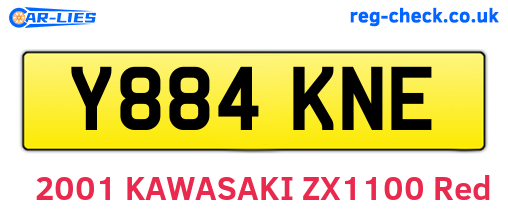 Y884KNE are the vehicle registration plates.