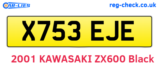 X753EJE are the vehicle registration plates.