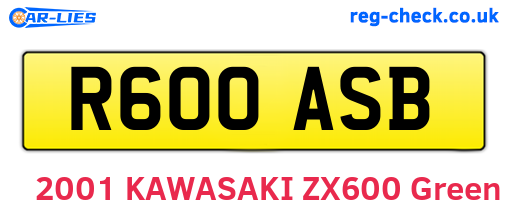 R600ASB are the vehicle registration plates.