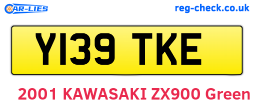 Y139TKE are the vehicle registration plates.