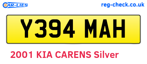 Y394MAH are the vehicle registration plates.