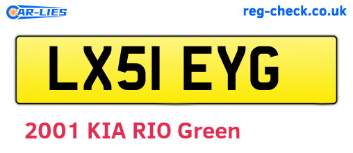 LX51EYG are the vehicle registration plates.