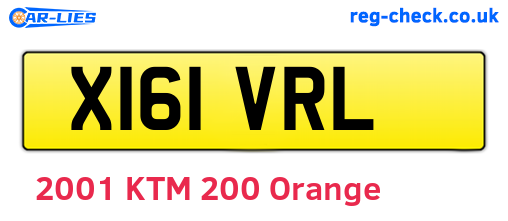 X161VRL are the vehicle registration plates.