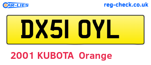 DX51OYL are the vehicle registration plates.