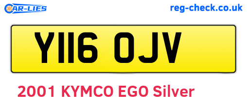 Y116OJV are the vehicle registration plates.