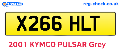 X266HLT are the vehicle registration plates.