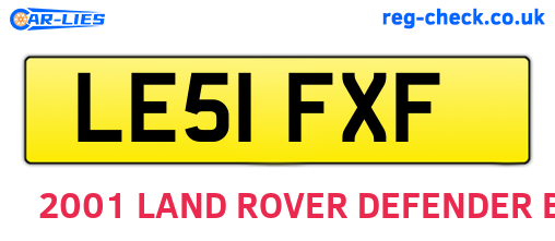 LE51FXF are the vehicle registration plates.