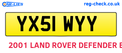 YX51WYY are the vehicle registration plates.