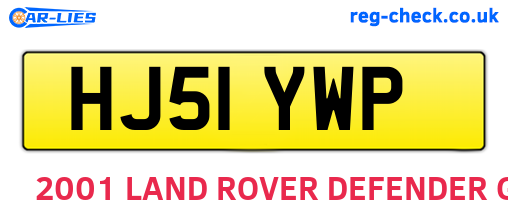 HJ51YWP are the vehicle registration plates.