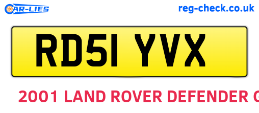 RD51YVX are the vehicle registration plates.