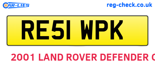 RE51WPK are the vehicle registration plates.