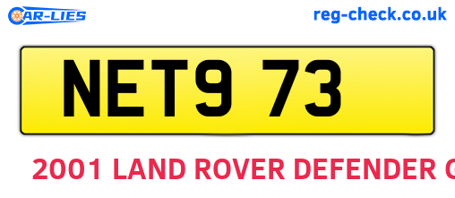 NET973 are the vehicle registration plates.