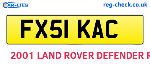 FX51KAC are the vehicle registration plates.