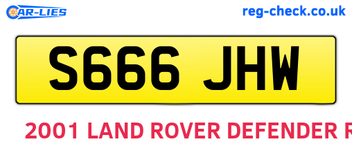 S666JHW are the vehicle registration plates.