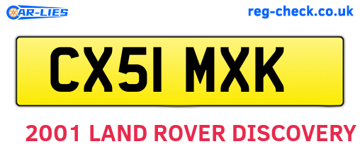 CX51MXK are the vehicle registration plates.
