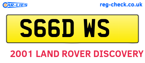 S66DWS are the vehicle registration plates.