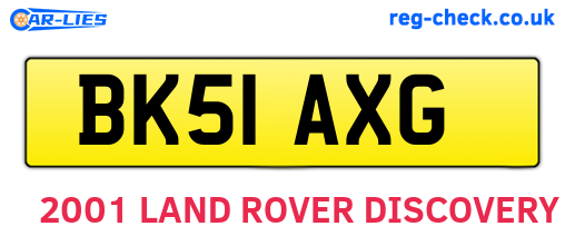 BK51AXG are the vehicle registration plates.