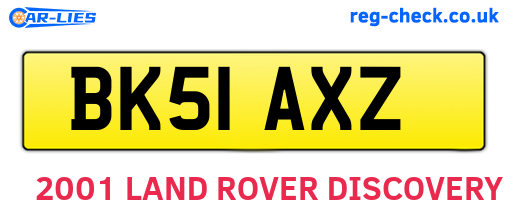 BK51AXZ are the vehicle registration plates.