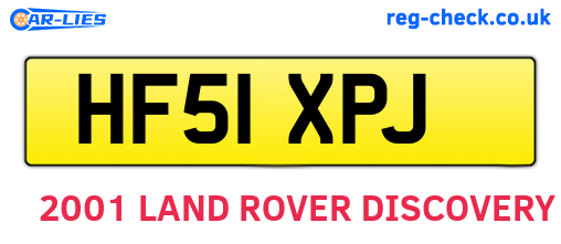 HF51XPJ are the vehicle registration plates.