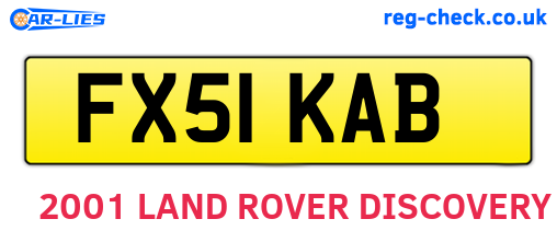 FX51KAB are the vehicle registration plates.