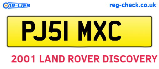 PJ51MXC are the vehicle registration plates.