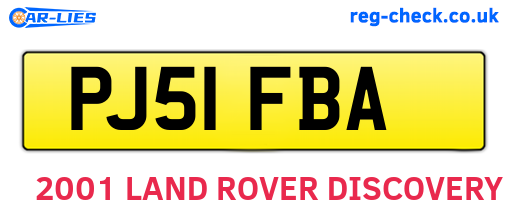 PJ51FBA are the vehicle registration plates.
