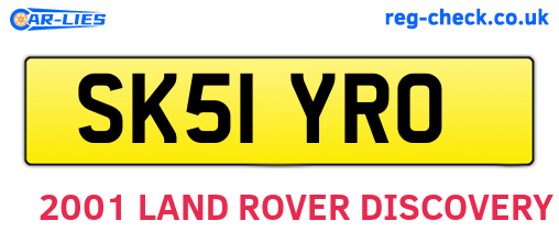 SK51YRO are the vehicle registration plates.
