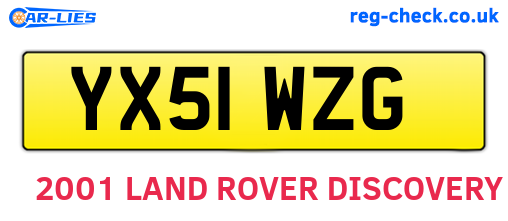 YX51WZG are the vehicle registration plates.