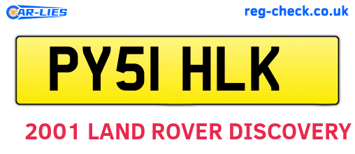 PY51HLK are the vehicle registration plates.